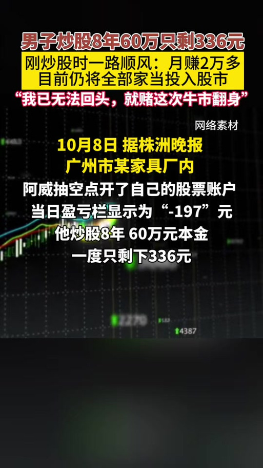 60万本金炒股8年剩300元？他押注15600元全仓赌牛市翻身